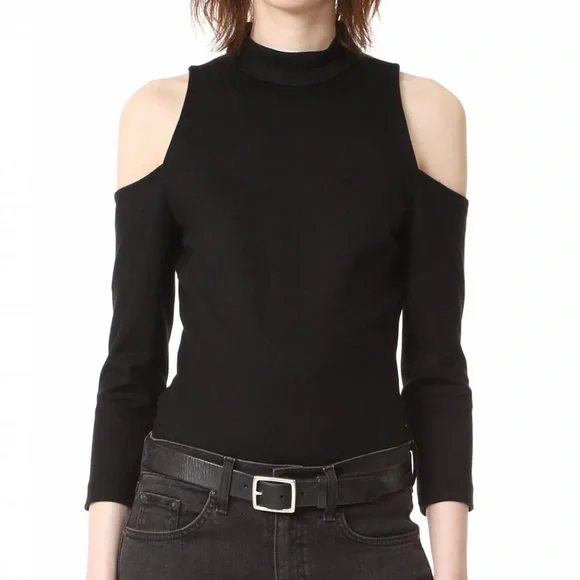 L’AGENCE Sasha Ponte Cold Shoulder Top Black Size Small NWT
